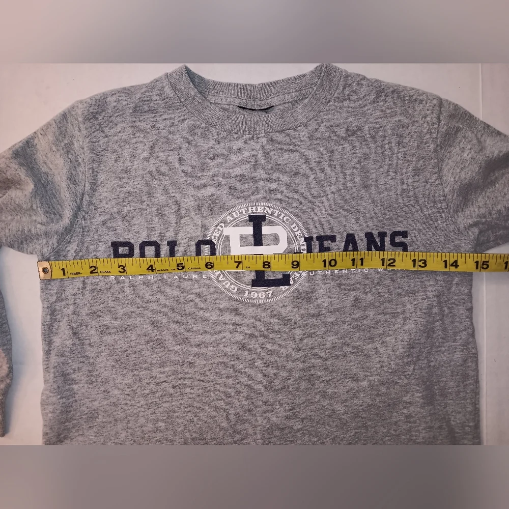 Vintage Polo Ralph Lauren Jeans Gray Long Sleeve Tee Shirt Logo